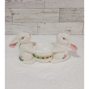 Vintage Bunny Rabbit Egg Cup Pebble Sand Glaze Porcelain Bisque Easter